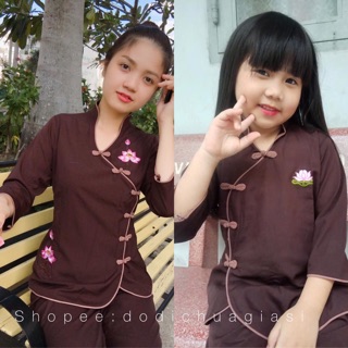 Đồ Lam Đi Chùa Cho Bé Iu # Tàu Xéo # Đồ Bộ Bé Gái # Quần Áo Bé