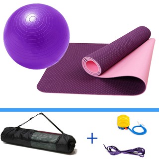Bộ Thảm Tập Yoga TPE 6mm 2 Lớp + Bóng Tập Yoga Da Trơn Cao Cấp Chính Hãng Đại Nam Sport