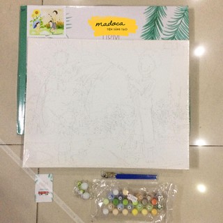 Tranh tô màu theo số hóa có khung 40x50cm vui đùa cùng cha T501