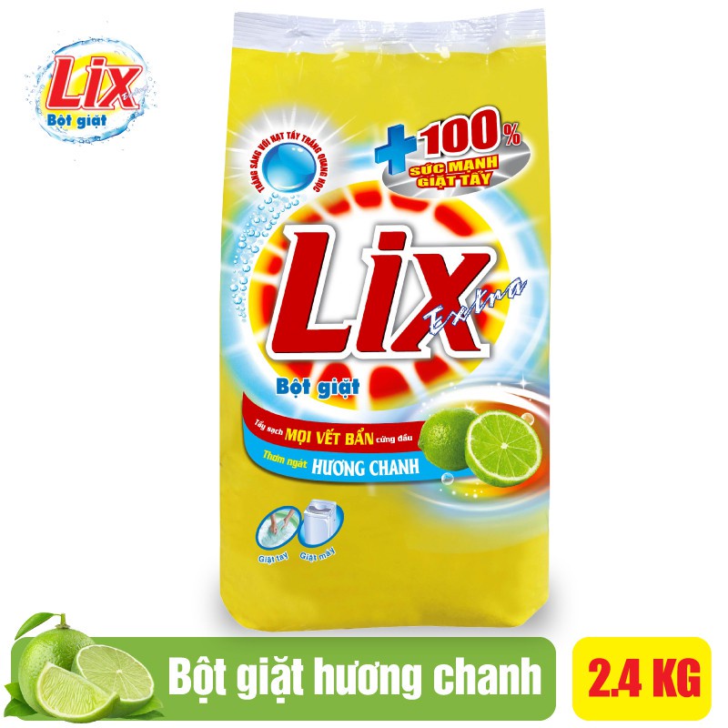 Ảnh Bột giặt Lix Extra hương chanh 550gr EC055 thơm mát làm sạch mọi vết bẩn cứng đầu cho giặt tay và máy 3