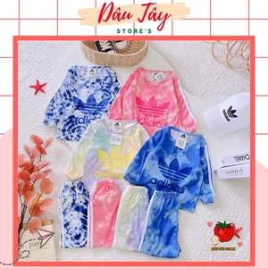 Bộ Adidass Siêu Đáng Yêu Bé Trai Bé Gái Vải Cotton Co Dãn Họa Tiết Kẻ Ngang Quần Dài Sọc Dễ Thương, Áo Dài Tay Cho Bé