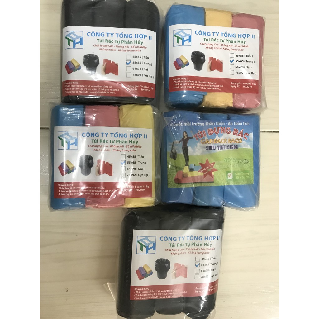 Combo 15 cuộn (5kg) túi rác size trung 55 x 65 cm | Shopee Việt Nam