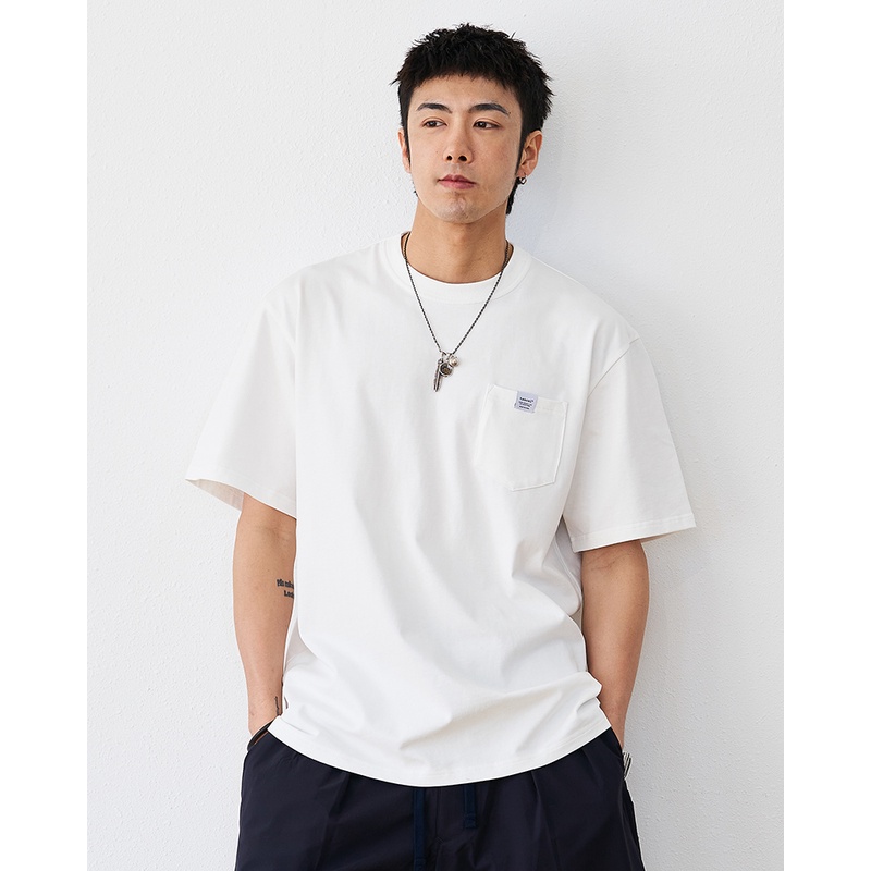 Áo thun nam HappyFamily In Logo Basic Trẻ Trung Chất vải cotton 100 - 2 Màu Trắng Đen