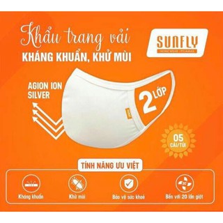 Khẩu trang vải SUNFLY công nghệ kháng khuẩn nano ion bạc (1 chiếc)