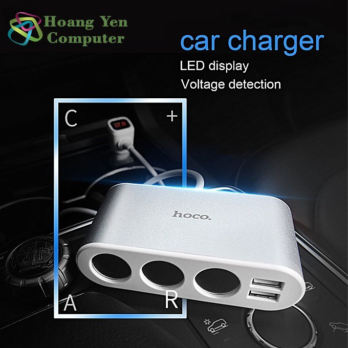 Cốc Sạc Xe Hơi Hoco Z13 3 Cổng Tẩu Sạc, 2 Cổng Sạc USB - BH 6 Tháng - Hoàng Yến Computer