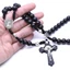 Dây chuyền chuỗi hạt mân côi đen mặt hình thánh giá chúa Jesus