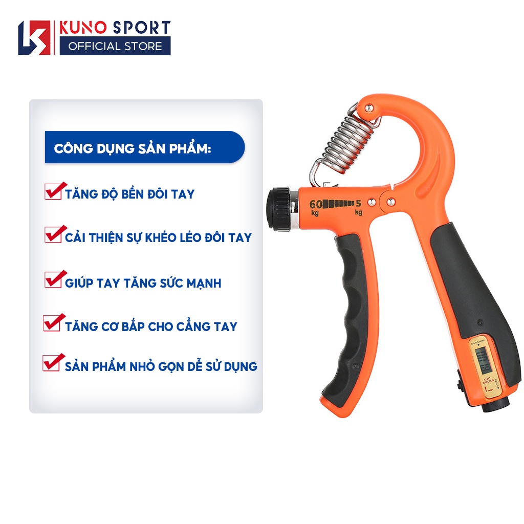 Ảnh Kìm Bóp Tập Cơ Tay KUNO SPORT Bản Đếm Số Điện Tử Lực 5-60KG 3