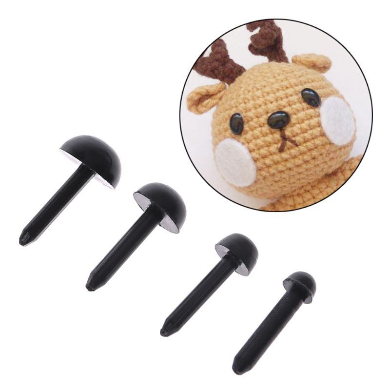 Set 100 mắt nhựa đen để làm gấu bông búp bê thủ công tiện lợi cỡ 3mm/ 4mm/ 5mm/ 6mm
