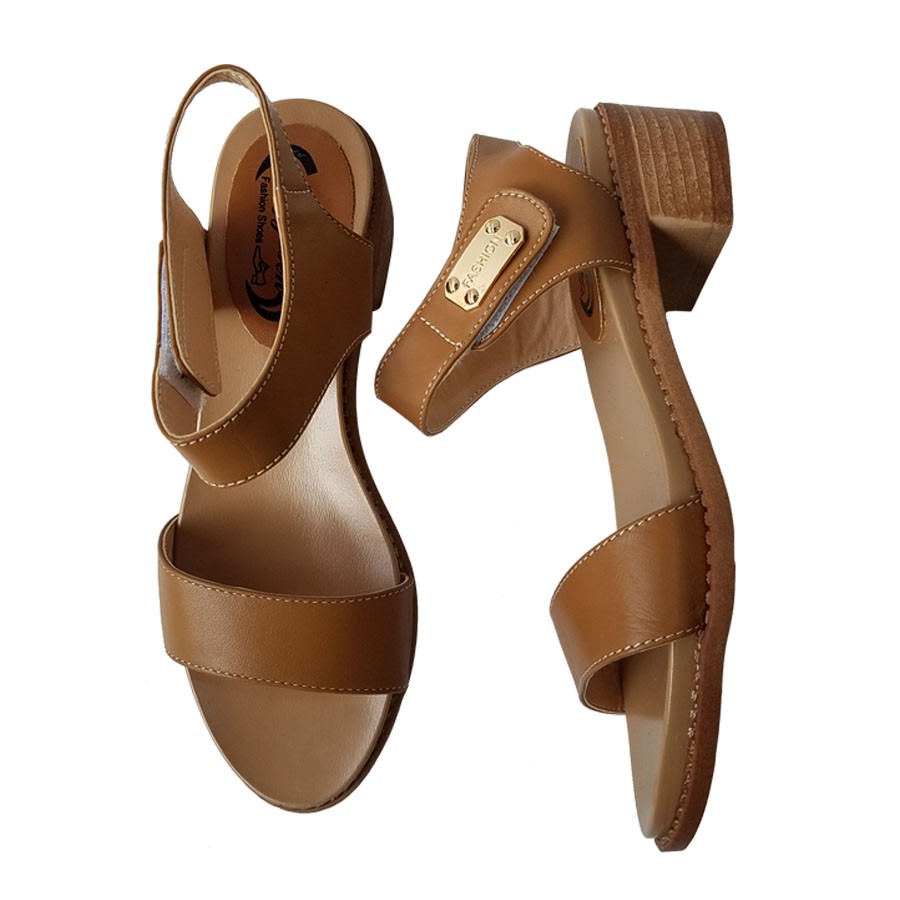 Giày Sandal Cao Gót Da Bò BIGGBEN Gót 4 Phân HKD321