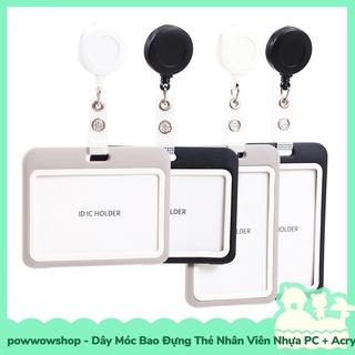 [Sẵn VN - Hỏa Tốc] Dây Kéo Bao Đựng Thẻ Nhân Viên Nhựa PC + Acrylic Phong Cách Đơn Giản Simple Black & Grey