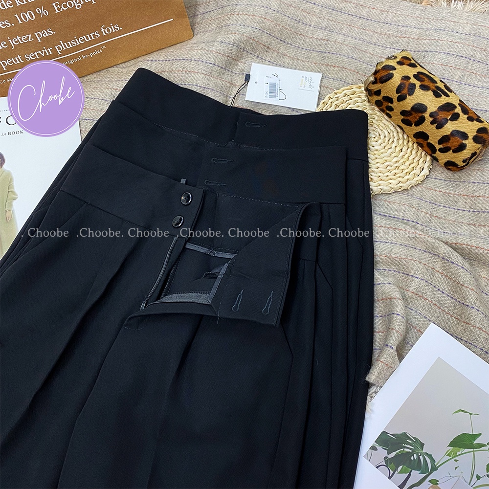 Ảnh Quần baggy nữ Choobe 2 khuy lưng cạp cao đồ công sở đẹp màu đen đi học form chuẩn tôn dáng Q38 2