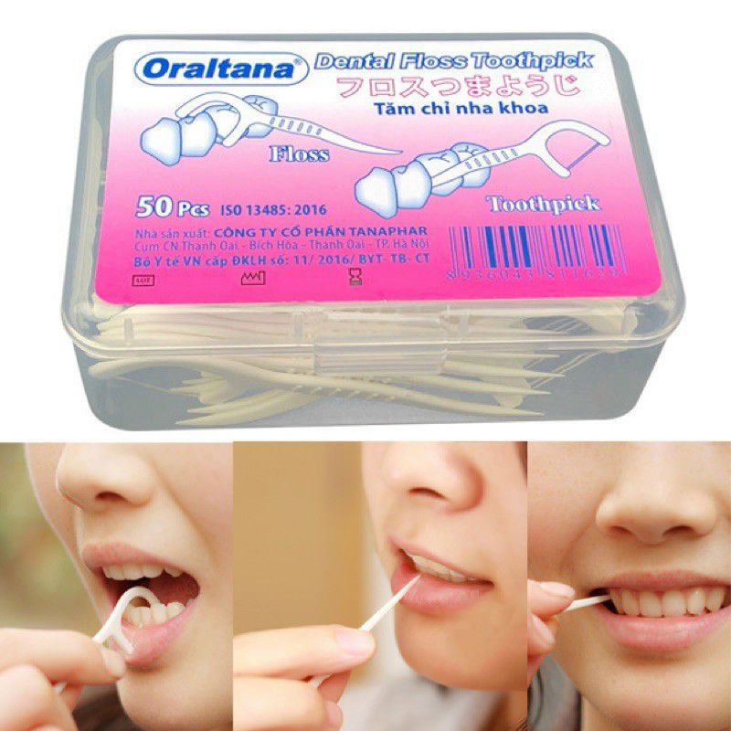Tăm nha khoa oraltana hộp nhựa 50 cái, Vệ sinh Răng Miệng Sạch Sẽ, Răng Chắc Khỏe, An Toàn, Tiện Lợi