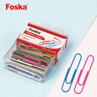 Hộp 50 kẹp ghim vòng nhiều màu 50mm Foska AS-18