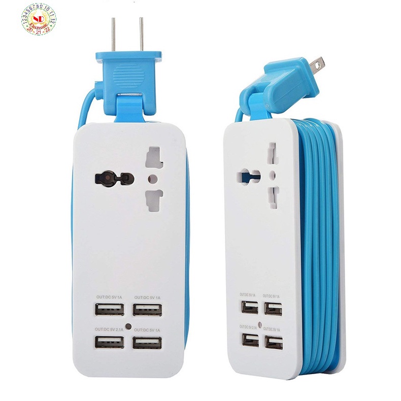Ổ Cắm Điện Mini Tích Hợp 4 cổng USB 5V, Ổ Cắm Điện Du Lịch Nhỏ Gọn Có ...