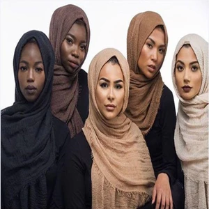 Jifang Nữ Pashmina Bong Bóng Cotton Trơn 180x90cm Khăn Choàng Hồi Giáo Hijab Khăn Lau Đầu 55 Màu WJ56