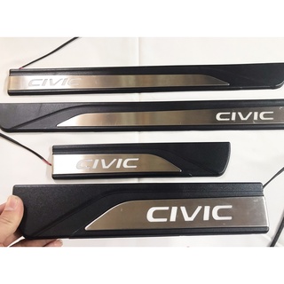 Ốp bậc cửa ngoài xe Honda Civic 2016 - 2021 nhựa 3D có Đèn LED, sang trọng
