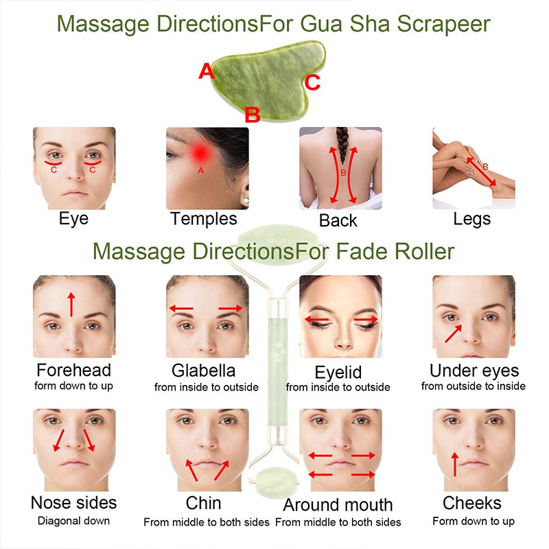 Thanh lăn/Tấm guasha Derf bằng đá ngọc bích massage mặt độc đáo