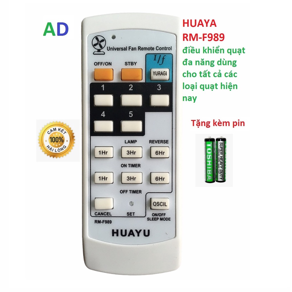Điều khiển quạt đa năng RM-F989 dành cho tất cả các loại quạt trần,quạt bàn,quạt treo tường- tặng kèm pin