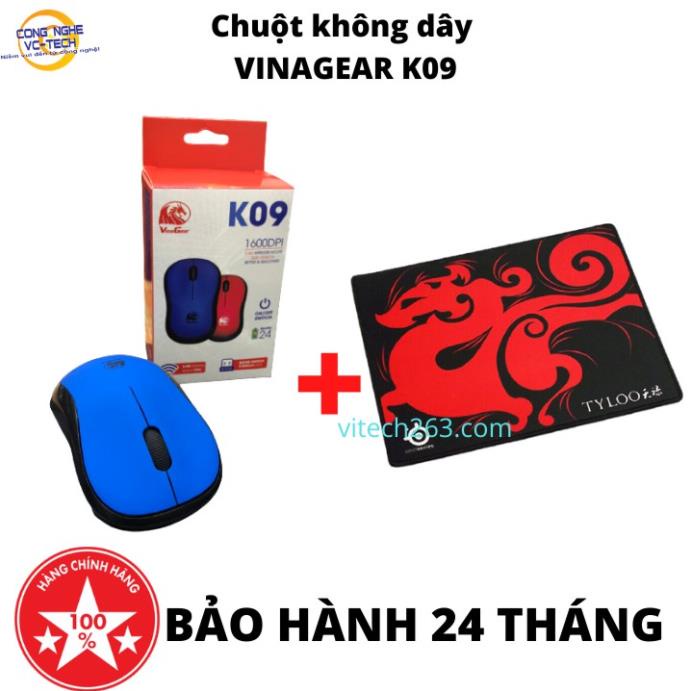 {TẶNG BÀN DI}Chuột không dây cao cấp VINAGEAR K09-Có công tắc BẬT/TẮT ...