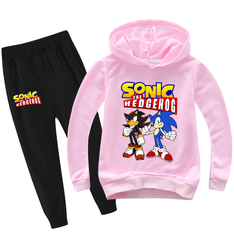 Bộ đồ Sonic the Hedgehog cho bé: áo hoodie và quần, thời trang bé trai