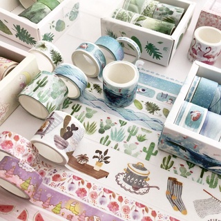 Set 8 cuộn băng keo giấy washi trang trí đồ thủ công