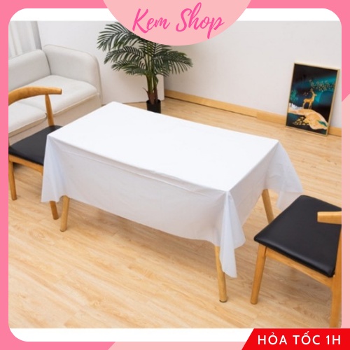 Khăn trải bàn vintage nhựa PVC chống thấm nước trơn màu phong cách Bắc Âu - Kem Shop K4