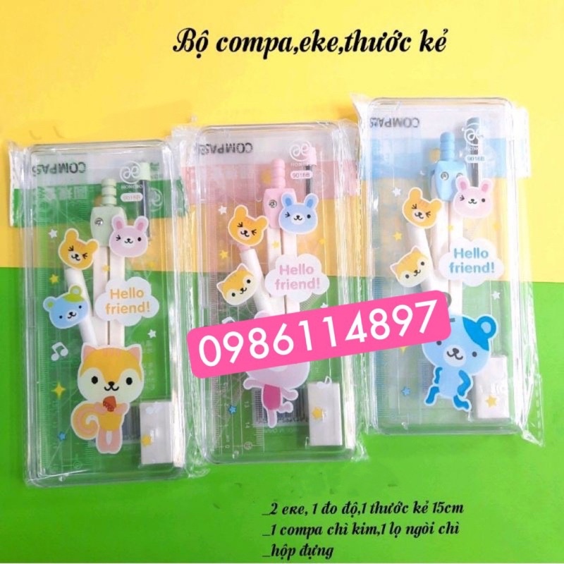 Bộ compa eke, thước kẻ 8 món gồm cả hộp | Shopee Việt Nam