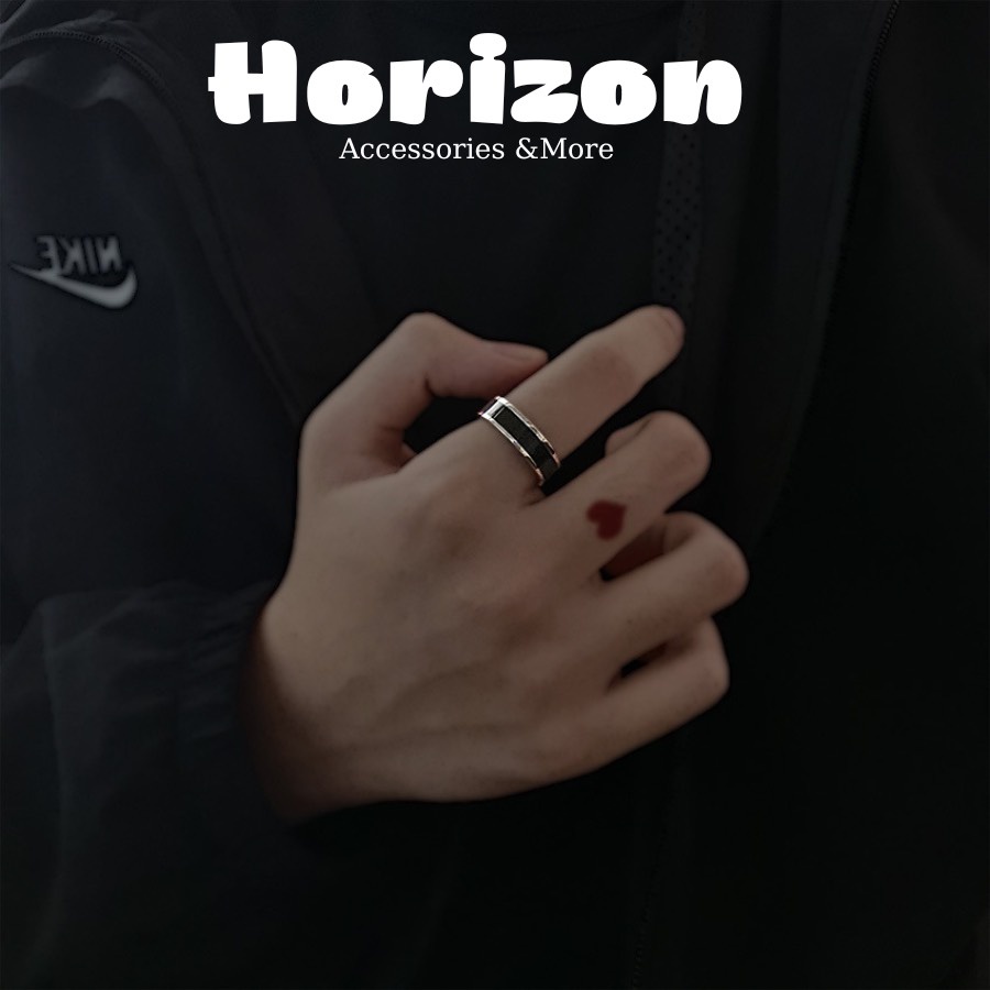 Nhẫn Nam Nữ Basic Row Ring Màu Bạc Đẹp Cao Cấp - Nhẫn Unisex Titan Không Gỉ - Row Ring - Horizon