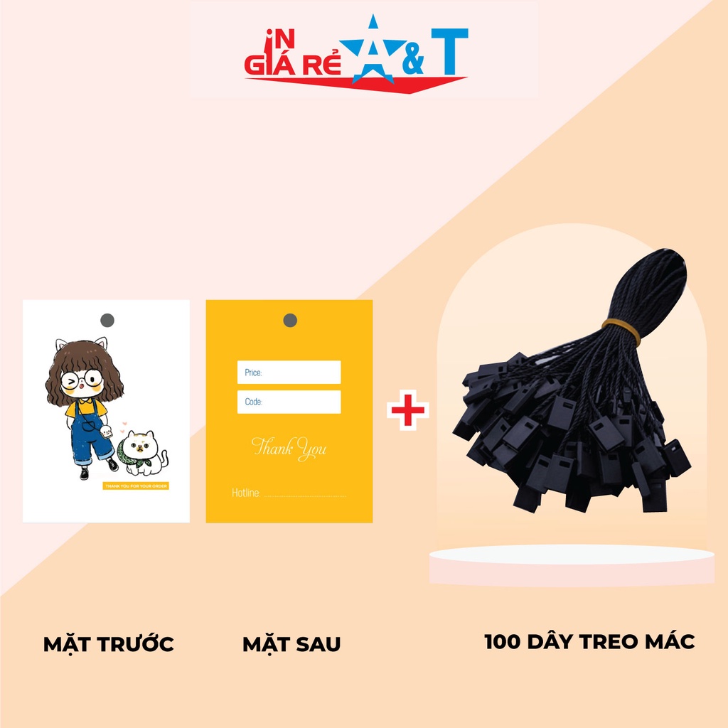 Mác quần áo combo 100 mác + 100 Dây Treo Thẻ Bài - Dây Dù Xâu Tag (Mác) Quần Áo