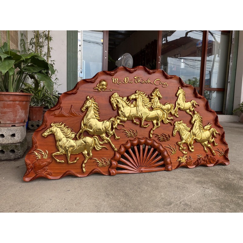 Tranh Quạt Mã Đáo Thành Công Gỗ Hương TReo Tường KÍCH THƯỚC 60*120cm