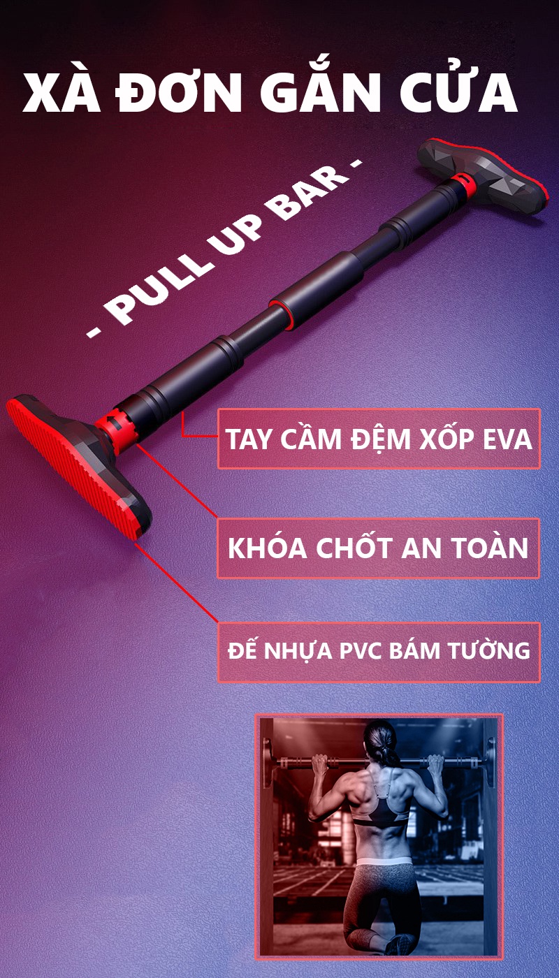 Mô tả Xà Đơn Treo Tường Bảo Hành 12 Tháng Thanh Xà Gắn Tường Tay Câm Bọc Đệm Chống Trượt Khóa An Toàn Cleacco XDTT Boro Sport - 1