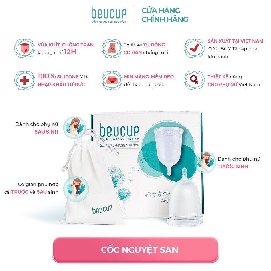 Ảnh Cốc nguyệt san BeUcup siêu mềm hàng cao cấp dung tích 40ml cho phụ nữ sau sinh đạt chuẩn 2