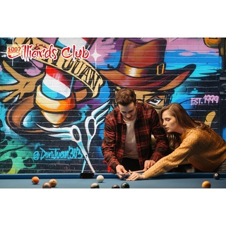 Tranh lụa dán tường Club bida, Billiards, Bi-a Tặng kèm keo và dụng cụ