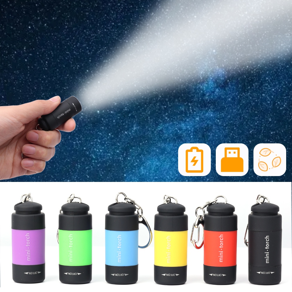 Móc Khóa Đèn LED Mini Chống Thấm Nước Có Thể Sạc Lại Bằng Cổng USB Tiện Dụng