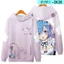 YB1 Re Zero Rem Ram Áo Anime Dài Tay Unisex Có Mũ Trùm Đầu Áo Thường Ngày Rời Thời Trang Áo Plus Kích Thước BY1