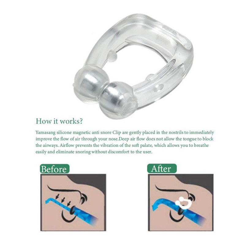 Dụng Cụ Kẹp Mũi Chống Ngáy Khi Ngủ Bằng Silicone Có Từ Tính