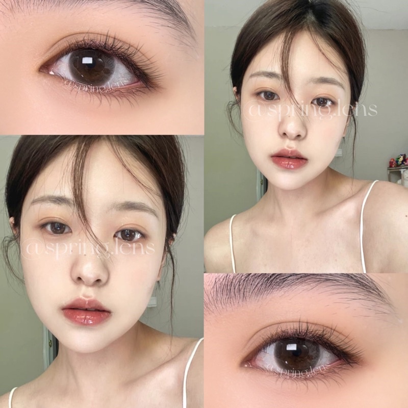 Kính áp tròng Bom Brown nâu sữa trong có giãn tròng 1 tháng | Spring Lens