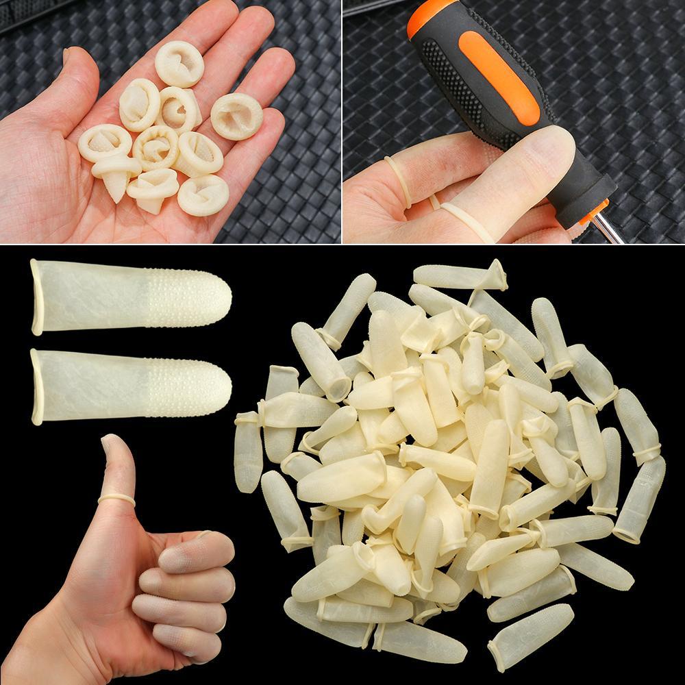 BAMBOOB 100 Chiếc Ngón Tay Trắng Cots Phụ Kiện Vệ Sinh Đầu Ngón Tay Bảo Vệ Cao Su Tự Nhiên Găng Tay Bảo Vệ