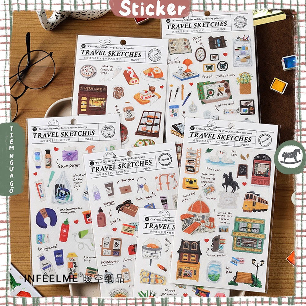 Tấm Sticker Travel Sketches Dán Sổ Trang Trí Bullet Journal, Trang Trí ...