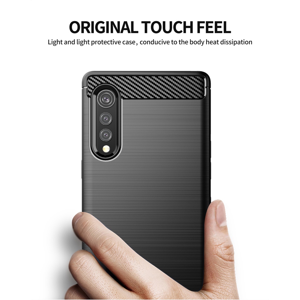Sọc chải sợi Carbon LG VELVET 5G G9 Vỏ điện thoại tpu silicon mềm Vỏ bảo vệ chống sốc