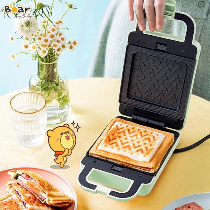 Máy làm bánh BEAR 600W 2 bộ khuôn chống dính teflon cao cấp