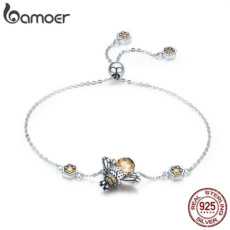 Bamoer Bạc 925 Dây Xích Tay Pha Lê Ong Vòng Tay SCB043