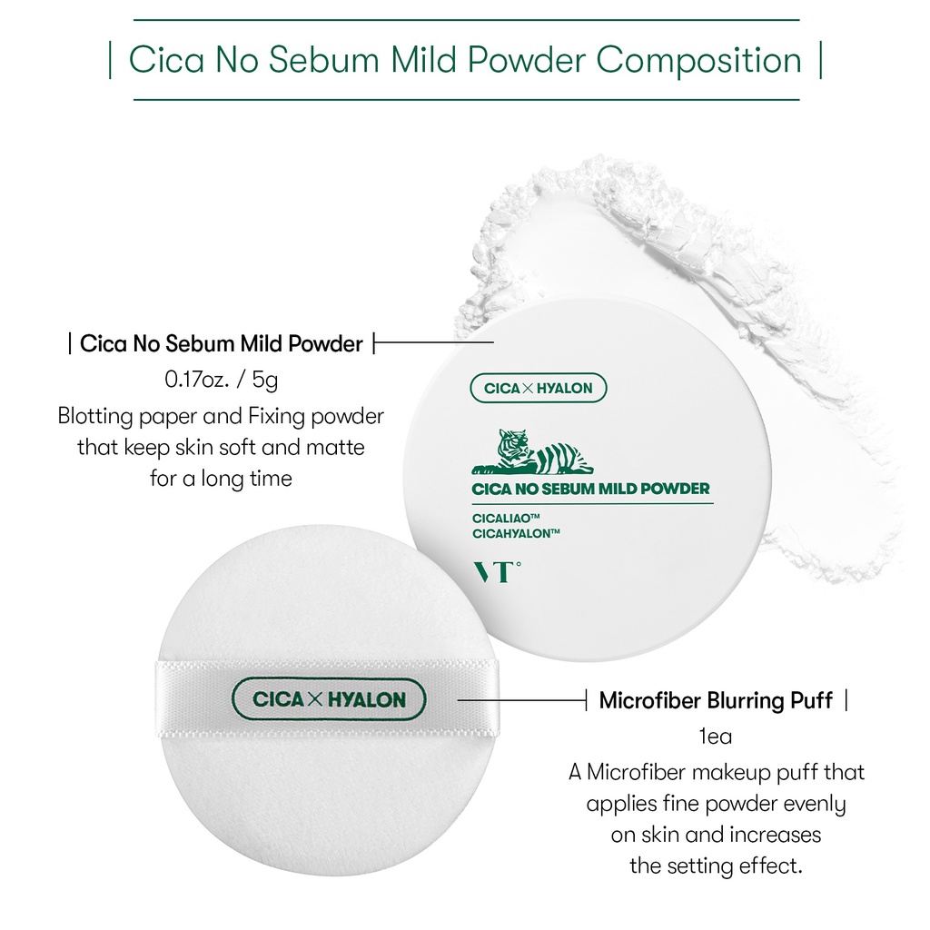 [VT] Phấn kiểm soát bã nhờn Bột nhẹ CICA No Sebum 5g (cica, độ ẩm, uv) <Cửa hàng chủ lực chính hãng>