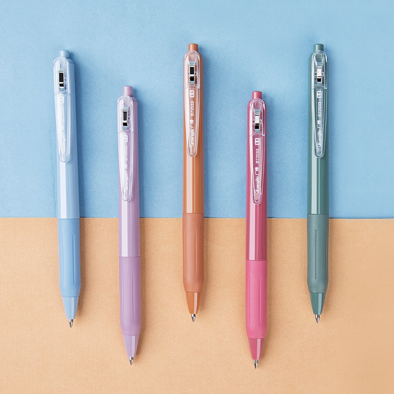 Bút bi nước 5 màu Morandi GuangBo 0.5mm - vỏ bóng, vỏ nhám B72032, B72034