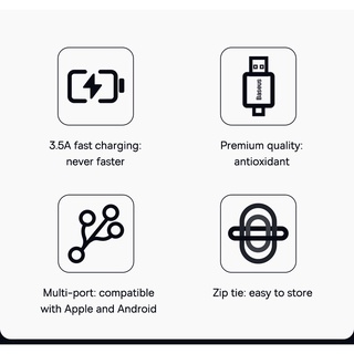 Dây cáp BASEUS 3 trong 1 USB sang M+C+L thích hợp cho Samsung Huawei