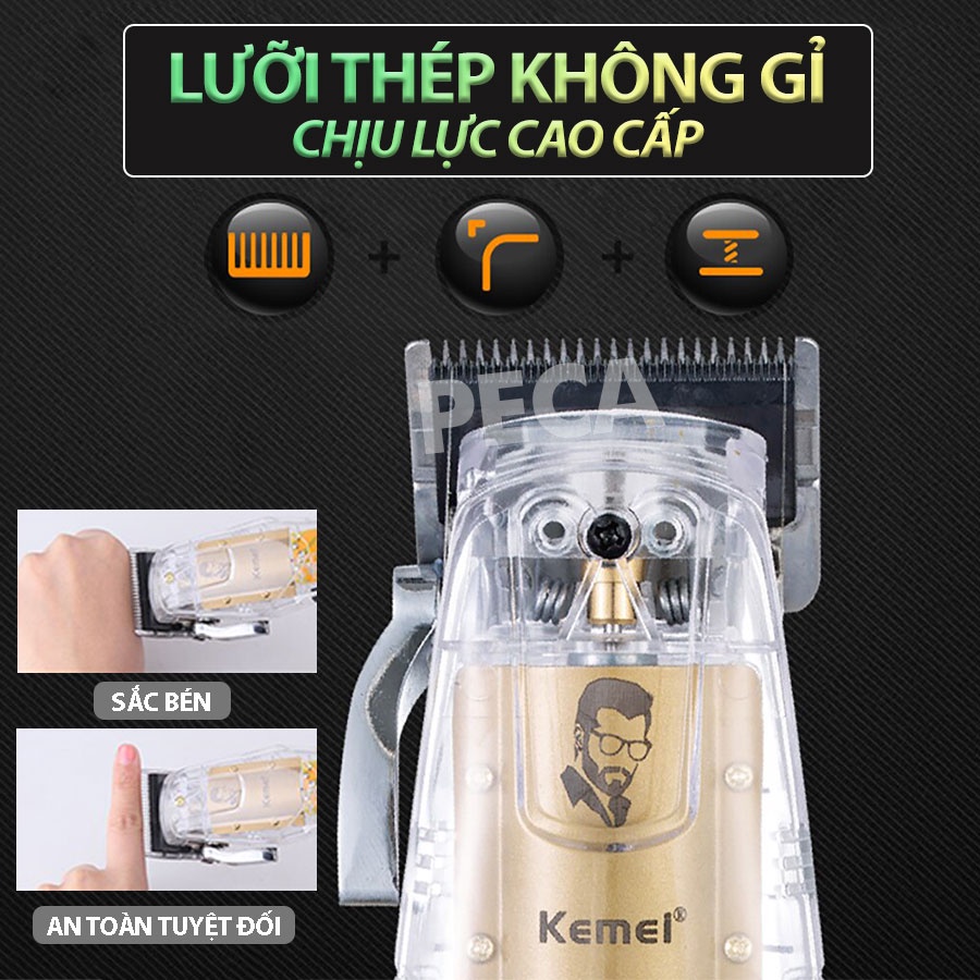 Mô tả Tông đơ cắt tóc chuyên nghiệp Kemei KM-NG203 sạc nhanh USB công suất mạnh có thể dùng cạo tóc/ fade tóc- Hàng chính hãng - 3