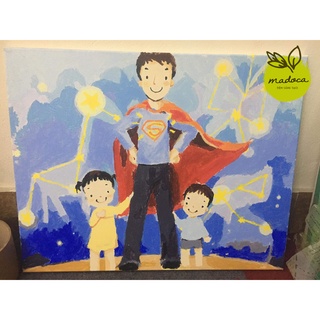 Tranh tô màu theo số hóa có khung 40x50cm Bố Là Anh Hùng T500