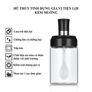 Lọ đựng gia vị thủy tinh, Hũ gia vị kèm muỗng mẫu mơi