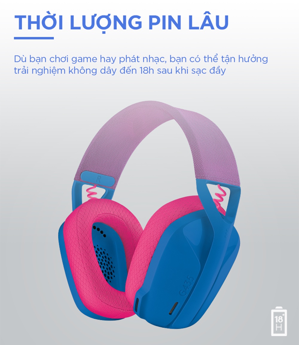 Mô tả Tai nghe gaming Bluetooth và Lightspeed Logitech G435 Mic ảo tích hợp PC Mobile PS5 - 7