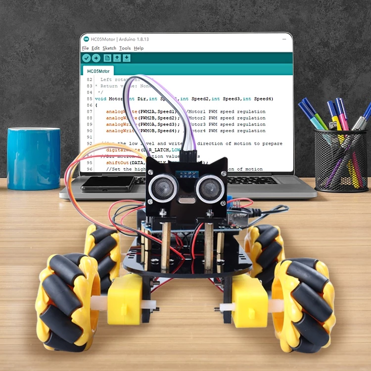 Bộ xe robot thông minh diy 4wd phổ biến cho dự án lập trình arduino robot c / c ++ 360° Điều khiển ứng dụng robot mecanum